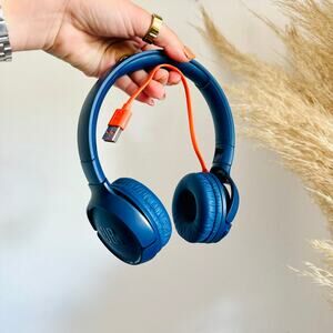 NEW JBL 510T Navy Blue Orange Wireless Bluetooth Over Ear Chunky Headphones